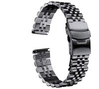 HYQING Correa de reloj de 18, 19, 20, 21, 22, 23, 24, 26, 28 y 30 mm de ancho, correa de reloj de acero inoxidable de lujo de gran tamaño y calidad, correa universal de cabeza plana(Black,26mm)