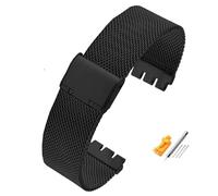 HYQING Correa de reloj de acero inoxidable Correa de reloj de malla transpirable Correas de reloj de 17 mm y 19 mm Correa de reloj de metal de acero inoxidable Accesorios de pulsera(Black,19mm)