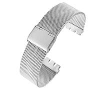 HYQING Correa de reloj de acero inoxidable Correa de reloj de malla transpirable Correas de reloj de 17 mm y 19 mm Correa de reloj de metal de acero inoxidable Accesorios de pulsera(Silver,19mm)