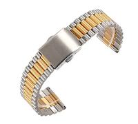 HYQING Correa de reloj de acero inoxidable de 10, 12 mm, 14 mm y 16 mm, correa de repuesto de metal de liberación rápida for negocios(Steel-gold,12mm)