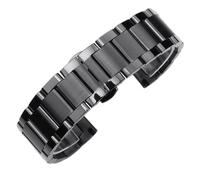 HYQING Correa de reloj de acero inoxidable de 18 mm, 20 mm, 22 mm y 24 mm con hebilla de mariposa desplegable for hombre, correa de reloj de repuesto de metal(Black,22mm)