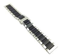 HYQING Correa de reloj de acero inoxidable de calidad con hebilla de mariposa y cabeza plana, correa universal for reloj de 16, 18, 20, 21, 24 y 26 mm(Silver black bright,26mm)