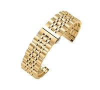 HYQING Correa de reloj de acero inoxidable de repuesto, pulsera universal de 20 mm y 22 mm for negocios(Gold,20mm)