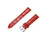 HYQING Correas de reloj 14/16/18/20/22/24 mm Hombres Mujeres Reemplazo de correa de reloj de cuero genuino amigable con la piel de grano de bambú de color(Red,14mm)