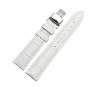 HYQING Correas de Reloj 14-24 mm Hombres Mujeres Cuero Genuino Patrón de bambú Correa de Reloj Reemplazo de Pulsera con Cierre desplegable de Mariposa de liberación rápida(White,16mm)
