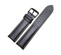 HYQING Correas de reloj 18/19/20/21/22/24 mm Negro/marrón oscuro Correa de reloj de cuero genuino Hombres Mujeres Hebilla pulida Correa de reloj cómoda(Black-Black Buckle,18mm)