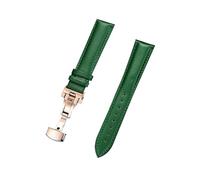 HYQING Correas de reloj 18/20/22/24 mm Cierre de mariposa automático de liberación rápida Correa de reloj de cuero genuino de color for relojes mecánicos(Green-Rosegold,20mm)