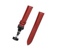 HYQING Correas de reloj 18/20/22/24 mm Cierre de mariposa automático de liberación rápida Correa de reloj de cuero genuino de color for relojes mecánicos(Red-Black,18mm)