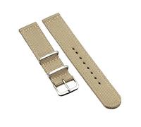 HYQING Correas de reloj 18/20/22/24 mm Correa de reloj de lona tejida con estampado de rayas de varios colores Hebilla plateada Correa de reloj de nailon resistente al desgaste(Beige,24mm)