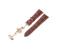 HYQING Correas de reloj 18/20/22/24 mm Hebilla desplegable de liberación rápida Correa de reloj de piel de vaca de primera capa for relojes mecánicos, reloj de cuarzo(Dark Brown-W(Rosegold),22mm)
