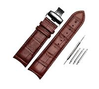 HYQING Correas de reloj 22/23/24 mm Hebilla de mariposa de liberación rápida Correa de reloj de cuero de vaca Reemplazo de correa de reloj de extremo curvado(Brown-black Buckle,22mm)