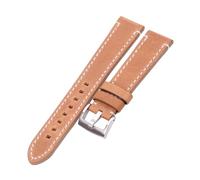HYQING Correas de reloj Correa de reloj de cuero genuino, resistente al agua, plana, vintage, vintage, 18/20/22/24 mm, con hebilla plateada/negra(Brown-Silver Buckle,24mm)