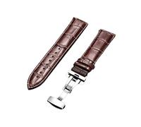 HYQING Correas de Reloj Correa de Reloj de Piel de Vaca con patrón de bambú de Estilo Informal de Negocios de 18/20/22/24 mm con Hebilla desplegable pulida de liberación rápida(Brown-Silver,24mm)