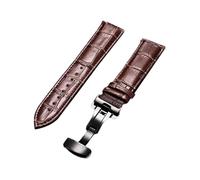 HYQING Correas de Reloj Correa de Reloj de Piel de Vaca con patrón de bambú de Estilo Informal de Negocios de 18/20/22/24 mm con Hebilla desplegable pulida de liberación rápida(Brown-Black,20mm)