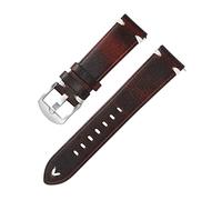HYQING Correas de reloj Correa de reloj hecha a mano de piel de vaca teñida de 22 mm, pulsera de correa de reloj respetuosa con la piel con barra de resorte de liberación rápida(Dark Brown-Silver)