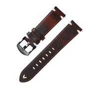 HYQING Correas de reloj Correa de reloj hecha a mano de piel de vaca teñida de 22 mm, pulsera de correa de reloj respetuosa con la piel con barra de resorte de liberación rápida(Dark Brown-Black)