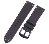 HYQING Correas de reloj Correas de reloj 18 20 22 mm Cuero Hombre Mujer Hecha a mano Vintage Reloj de pulsera Correa Hebilla de metal(Black Black Clasp,20mm)