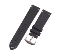 HYQING Correas de reloj de 18 mm/20 mm/22 mm for hombres y mujeres, correa de reloj vintage de cuero genuino italiano hecha a mano for relojes mecánicos(Black-Silver Clasp,22mm)