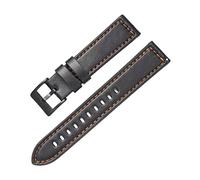 HYQING Correas de reloj de 20mm/22mm for hombre y mujer, correa de cuero genuino for reloj inteligente, repuesto de correa de reloj deportiva resistente al desgaste(Black-Orange Line,20mm)