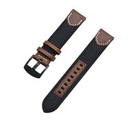 HYQING Correas de reloj Vintage de 20/22mm, correa de reloj de lona tejida resistente al desgaste, cierre de pasador de liberación rápida, correa de reloj for reloj analógico(Black,22mm)