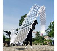 HYQING Juego de POI de dragón for Danza Blanca, Cinta giratoria de Seda con Cabeza de dragón, Serpentina de dragón for Deportes al Aire Libre, malabarismo y Fitness.(6 m (20 ft))