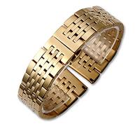 HYQING Reemplace la correa de reloj Correa de reloj Correa de reloj Pulsera de acero inoxidable sólido Siete cuentas Hebilla de mariposa 12 mm14 mm16 mm18 mm19 mm20 mm22 mm24 mm Correa(Gold,19mm)