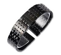 HYQING Reemplace la correa de reloj Correa de reloj Correa de reloj Pulsera de acero inoxidable sólido Siete cuentas Hebilla de mariposa 12 mm14 mm16 mm18 mm19 mm20 mm22 mm24 mm Correa(Black,20mm)