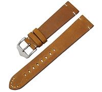 HYQING Reemplace la correa de reloj de cuero correa de reloj de cuero genuino correa de reloj negro marrón oscuro vintage correa de reloj hecha a mano hebilla de acero inoxidable(Dark Brown,18mm)