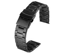 HYQING Reemplace la correa del reloj Correa de reloj 20 mm 22 mm Correa de reloj de acero inoxidable Pulsera premium unisex Correa con hebilla duradera Negro(20mm)
