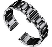 HYQING Reemplazar correa de reloj Correa de reloj Correa de acero inoxidable Correa de repuesto Pulido Cepillado con 16 mm / 18 mm / 20 mm / 21/22 mm / 23/24 mm / 26 mm(Polished Black,16mm)