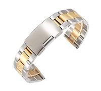 HYQING Reemplazar correa de reloj Universal 18mm 20mm 22mm 24mm 26mm 28mm 30mm Correa de repuesto transpirable de acero inoxidable clásica sólida(Silver Gold,28mm)