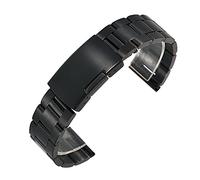 HYQING Reemplazar correa de reloj Universal 18mm 20mm 22mm 24mm 26mm 28mm 30mm Correa de repuesto transpirable de acero inoxidable clásica sólida(Black,28mm)
