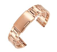 HYQING Reemplazar correa de reloj Universal 18mm 20mm 22mm 24mm 26mm 28mm 30mm Correa de repuesto transpirable de acero inoxidable clásica sólida(Rose Gold,20mm)