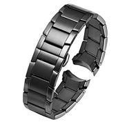 HYQING Reemplazo de correa de reloj, correa de acero inoxidable de 22mm for pulsera de correa de muñeca con hebilla de mariposa sólida de Metal de liberación rápida(Black)