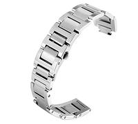 HYQING Reemplazo de correa de reloj, correa de acero inoxidable plateada, 8mm, 11mm, 12mm, botón, cierre oculto, accesorios de pulsera de repuesto(20x12mm)
