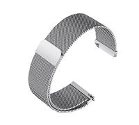 HYQING Reemplazo de correa de reloj, correa de malla magnética de acero inoxidable, correa de repuesto de Metal de 12, 14, 15, 16, 18, 20 y 22mm(Silver,16mm)