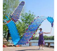 HYQING Serpentina de dragón Lavable y Colorida con diseño de dragón, POI Giratorio y agitador con Cabeza de dragón, Cinta for lanzar Deportes al Aire Libre for Personas Mayores(Blue,10 m (33 ft))