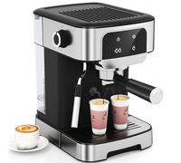 HYQNG Cafetera Espresso, 1.8l, 20 Bares, 1200w, Con Espumador De Leche Y Pantalla Táctil, Cafetera De Acero Inoxidable Para Café Molido E Iced Coffee