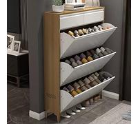 HYQOUKLR Entrada Independiente Zapatero， Gabinete Independiente for Zapatos de Acero con 2 cajones deslizantes y 3 cajones abatibles(Bianco,100x24x136cm)