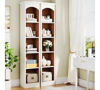 HYQOUKLR Estantería esquinera Alta de Almacenamiento, Estantería esquinera Estrecha de 5 Niveles, 180 cm, Color Blanco y Roble (Paquete de 1 o 2) for salón y Oficina en casa.(2 Pack)