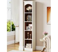 HYQOUKLR Estantería esquinera Alta de Almacenamiento, Estantería esquinera Estrecha de 5 Niveles, 180 cm, Color Blanco y Roble (Paquete de 1 o 2) for salón y Oficina en casa.(1 Pack)