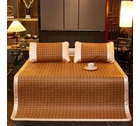 HYQOUKLR Esterilla de bambú para Dormir, colchón Plegable, Colchoneta de ratán de Seda Helada con Funda de Almohada, Multicolor, Varios tamaños(Brown+Black,150 * 200cm)