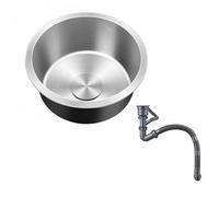 HYQOUKLR Fregadero de Cocina pequeño, Fregadero Redondo de Acero Inoxidable 304, encimera bajo encimera Plateada de 25-42cm(25cm)
