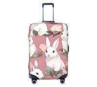 HYQOUKLR Fundas para Maletas, Funda for Maleta con diseño de Flores moradas y Blancas, Color Naranja y limón, antiarañazos, Compatible con Equipaje de 23 a 26 Pulgadas.(Pink White Rabbit,S)