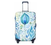 HYQOUKLR Fundas para Maletas, Funda Protectora for Maletas con diseño de Flores Azules y Verdes de 18 a 32 Pulgadas(M)