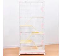 HYQOUKLR Gato Cages Cage, Jaula for Gatos con Tapa, Cerradura y Ruedas for Animales pequeños, Multicolor, 70 x 50 x (62-154) cm(Rose,70x50x154cm)