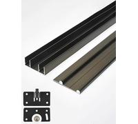 HYQOUKLR Guía para Puertas correderas, Juego de rieles for Puertas correderas Kit de reemplazo de Deslizador silencioso de riel Triple Multicolor 100-300 cm(Metallic,100cm)