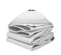 HYQOUKLR Lona de camping resistente a la intemperie, 500 g/m², resistente, pequeñas cubiertas multiusos utilizadas para muebles de jardín, cobertizos, camping, lona blanca con borde de refuerzo (4 x 5