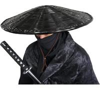 HYQOUKLR Sombrero de Cosplay de espadachín samurái Tradicional, Sombrero de bambú Chino, 21" de diámetro x 4" de Profundidad(Svart)