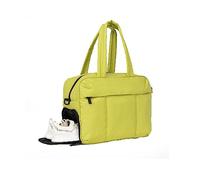 HyRaM Bolsa de lona acolchada de nailon acolchada para mujer, bolsa de viaje con compartimento para zapatos, Amarillo brillante.